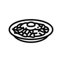 bibimbap maträtt koreanska kök linje ikon vektor illustration