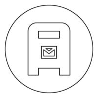 Post Box Mail Post- Briefkasten Briefkasten Symbol im Kreis runden schwarz Farbe Vektor Illustration Bild Gliederung Kontur Linie dünn Stil