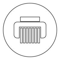 Papier Aktenvernichter geheim Papier Schleifer dokumentieren Büro Werkzeuge Symbol im Kreis runden schwarz Farbe Vektor Illustration Bild Gliederung Kontur Linie dünn Stil