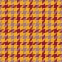 dining rum sömlös textur tyg, formell tartan pläd mönster. bekvämlighet textil- vektor kolla upp bakgrund i röd och bärnsten färger.