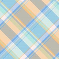 Hobby Hintergrund Stoff Textil, Schicht Vektor Muster Textur. ziemlich Tartan nahtlos prüfen Plaid im cyan und Orange Farben.