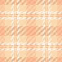 handgemacht Textil- prüfen nahtlos, klassisch Hintergrund Textur Muster. Fett gedruckt Plaid Tartan Stoff Vektor im Orange und Pfirsich Puff Farben.