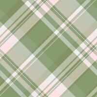 schick Muster prüfen Plaid, heiter Stoff Vektor nahtlos. Golf Textur Hintergrund Tartan Textil- im Pastell- und Grün Farben.