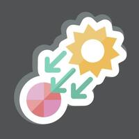 Aufkleber Sonnenlicht. verbunden zu Solar- Panel Symbol. einfach Design Illustration. vektor