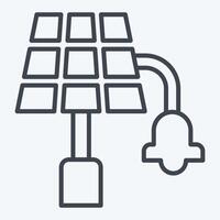 Symbol Solar- Straße Licht. verbunden zu Solar- Panel Symbol. Linie Stil. einfach Design Illustration. vektor