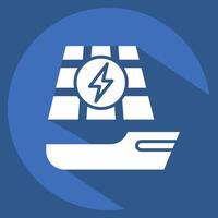 Symbol Solar- Boot. verbunden zu Solar- Panel Symbol. lange Schatten Stil. einfach Design Illustration. vektor