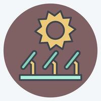 Symbol Solar- Pflanze. verbunden zu Solar- Panel Symbol. Farbe Kamerad Stil. einfach Design Illustration. vektor