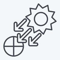 Symbol Sonnenlicht. verbunden zu Solar- Panel Symbol. Linie Stil. einfach Design Illustration. vektor