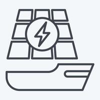Symbol Solar- Boot. verbunden zu Solar- Panel Symbol. Linie Stil. einfach Design Illustration. vektor