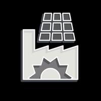 Symbol Solar- angetrieben Fabrik. verbunden zu Solar- Panel Symbol. glänzend Stil. einfach Design Illustration. vektor