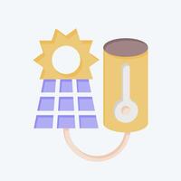 Symbol Solar- Wasser Heizung. verbunden zu Solar- Panel Symbol. eben Stil. einfach Design Illustration. vektor