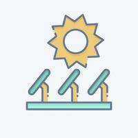 ikon sol- växt. relaterad till sol- panel symbol. klotter stil. enkel design illustration. vektor
