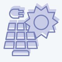 Symbol Solar- Leistung. verbunden zu Solar- Panel Symbol. zwei Ton Stil. einfach Design Illustration. vektor