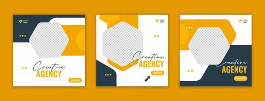 företags- kreativ byrå social media posta design uppsättning. gul företag redigerbar fyrkant mall vektor