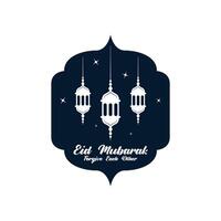 eid al fitr Mubarak Logo Design mit das Konzept von Laternen und Moscheen. Logo zum Grüße, Freundschaft, Muslime und Feier vektor