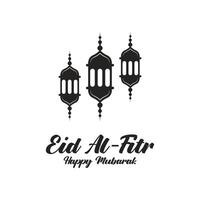 eid al fitr Mubarak Logo Design mit das Konzept von Laternen und Moscheen. Logo zum Grüße, Freundschaft, Muslime und Feier vektor