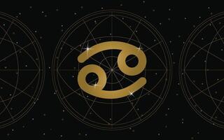 cancer horoskop symbol, astrologi ikon, cancer är de fjärde astro tecken i de zodiaken. med stjärnor och galax bakgrund vektor