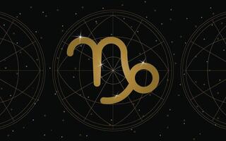 capricorn horoskop symbol, astrologi ikon, capricorn är de tionde astro tecken i de zodiaken ut av tolv total zodiaken tecken. med stjärnor och galax bakgrund vektor