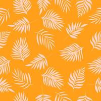 hell nahtlos Muster mit Beige Palme Blätter auf Orange Hintergrund. handgemalt Vektor Design.