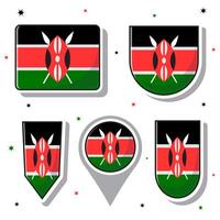 kenya nationell flagga tecknad serie vektor illustration ikon maskot bunt förpackningar