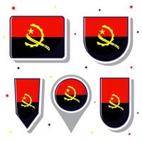 platt tecknad serie vektor illustration av angola nationell flagga med många former inuti