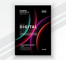 Poster Broschüre Startseite Banner Präsentation Layout Vorlage, Technologie Digital futuristisch Internet Netzwerk Verbindung schwarz Hintergrund, abstrakt Cyber Zukunft Technik Kommunikation, ai groß Daten Wissenschaft 3d vektor