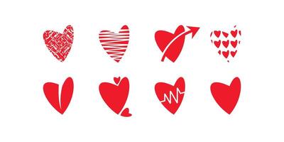 ikon uppsättning logotyp design röd hjärta ikon, hjärta ikon, kärlek ikon, romantisk ikon vektor
