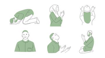 vektor illustration av muslim människor bön-