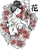 geisha blommig vektor