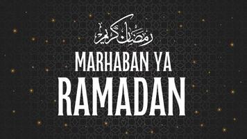 Ramadan kareem Kalligraphie, islamisch Gruß mit Arabisch Briefe und geometrisch Muster Vektor Illustration auf schwarz Hintergrund, Ramadhan Mubarak