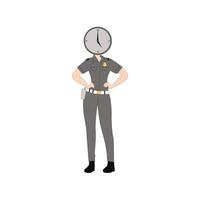 kvinna polis vakt Framställ uppsättning tecknad serie vektor illustration av ung människor i polis enhetlig arbetssätt i säkerhet patrullera