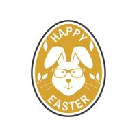 vi önskar du en mycket Lycklig påsk kort, bricka, logotyp, tecken. vektor. typografi design med påsk kanin och hand ägg. modern minimal stil. påsk ägg jaga vektor