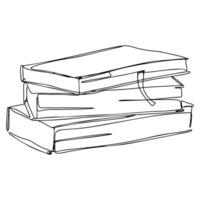 ett linje stack av böcker hand dragen illustration vektor