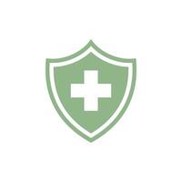 enkel korsa sjukvård skydda ikon logotyp mall vektor