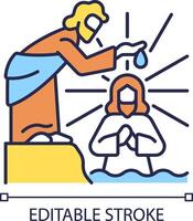 dop av Jesus rgb Färg ikon. traditionell ritual. flod jordan. Jesus christ och john de baptist. biblisk scen. isolerat vektor illustration. enkel fylld linje teckning. redigerbar stroke