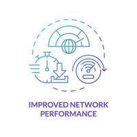 Netzwerk Performance Blau Gradient Konzept Symbol. Internet Verbindung Überwachung. Log Analysieren, Prozess Verbesserung. runden gestalten Linie Illustration. abstrakt Idee. Grafik Design. einfach zu verwenden vektor