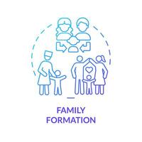 Familie Formation Blau Gradient Konzept Symbol. Annahme Nutzen. Kind Schutz. liebend und unterstützend Familie. runden gestalten Linie Illustration. abstrakt Idee. Grafik Design. einfach zu verwenden vektor