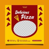 utsökt pizza social media baner fyrkant mall design vektor