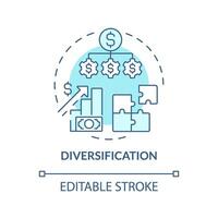 Diversifikation Sanft Blau Konzept Symbol. Investition Strategie. Risiko Milderung Technik. investieren im p2p Darlehen. runden gestalten Linie Illustration. abstrakt Idee. Grafik Design. einfach zu verwenden im Marketing vektor