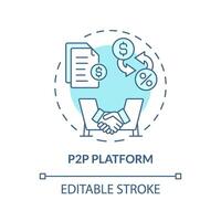 p2p plattform mjuk blå begrepp ikon. sökande och ansluter låntagare och långivare. runda form linje illustration. abstrakt aning. grafisk design. lätt till använda sig av i marknadsföring vektor