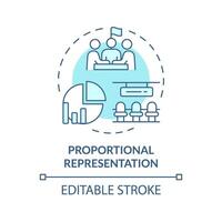 proportional Darstellung Sanft Blau Konzept Symbol. Abstimmung Anteil Abstimmung System. Wahl Wählen, Kandidat Auswahl. runden gestalten Linie Illustration. abstrakt Idee. Grafik Design. einfach zu verwenden vektor