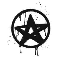 spray målad graffiti stjärna tecken i svart över vit. stjärna droppa symbol. isolerat på vit bakgrund. vektor illustration