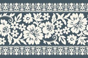 Blumen- nahtlos Hintergrund. Muster geometrisch ethnisch Spitze Muster Design Blumen- Stickerei zum Textil- Stoff Drucken Hintergrund Teppich. Stickerei Hals vektor