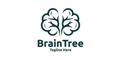 Gehirn und Baum Logo Design, Intelligenz, natürlich, Logo Design Vorlage, Symbol, kreativ Idee. vektor
