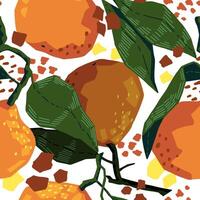 sömlös mönster av mandariner i modern geometrisk stil. vektor illustration av citrus- frukter. mandarin apelsiner abstrakt prydnad.