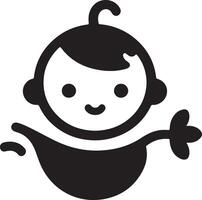 söt leende bebis krypande ikon svart Färg silhuett 12 vektor