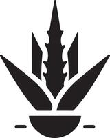 minimal Aloe vera Pflanze Symbol Vektor Silhouette, Weiß Hintergrund 2