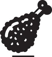 gebraten heiß Hähnchen Bein Stck Vektor Symbol Silhouette, Clip Art, Symbol, schwarz Farbe Silhouette 21