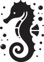 minimal Seepferdchen Vektor Symbol, eben Symbol, schwarz Farbe Silhouette, Weiß Hintergrund 11