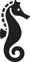 minimal Seepferdchen Vektor Symbol, eben Symbol, schwarz Farbe Silhouette, Weiß Hintergrund 4